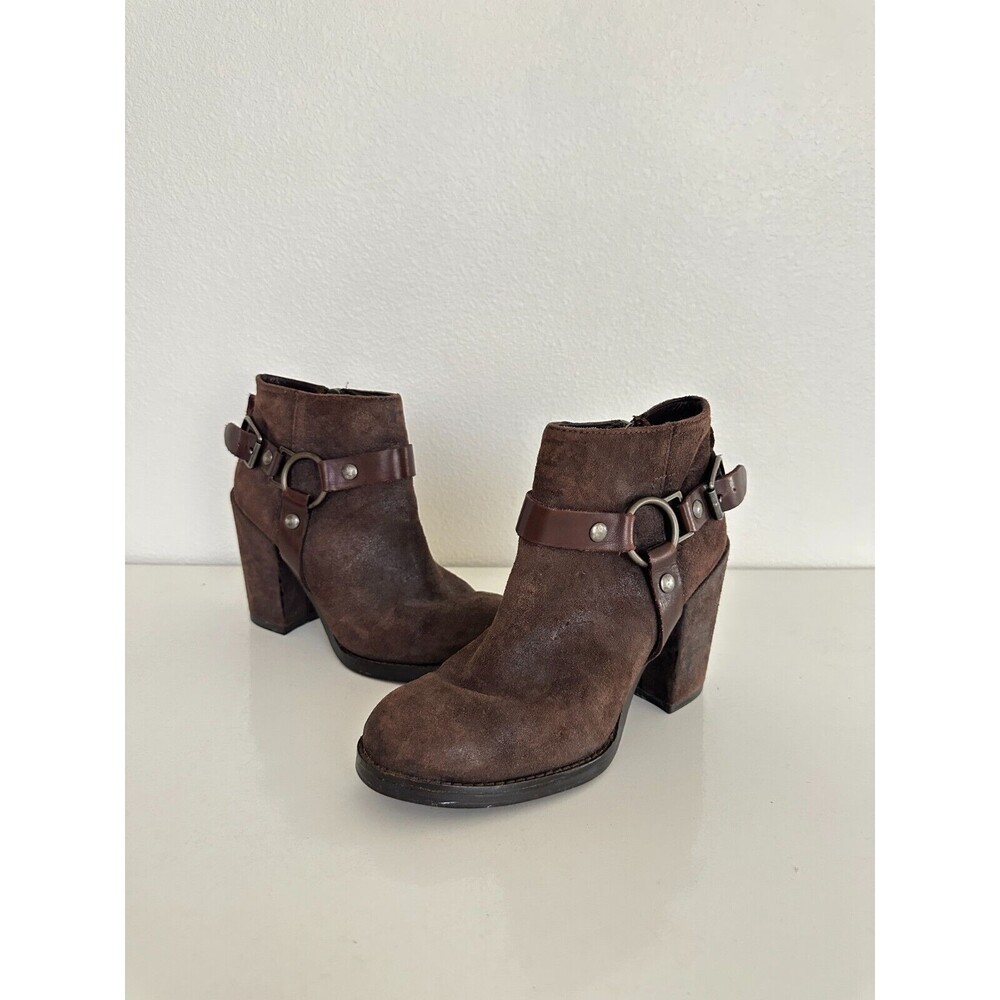 ASH Women's Falcon Moto Heeled Boots Brown Leather Size EU 38 US 7.5 Grunge